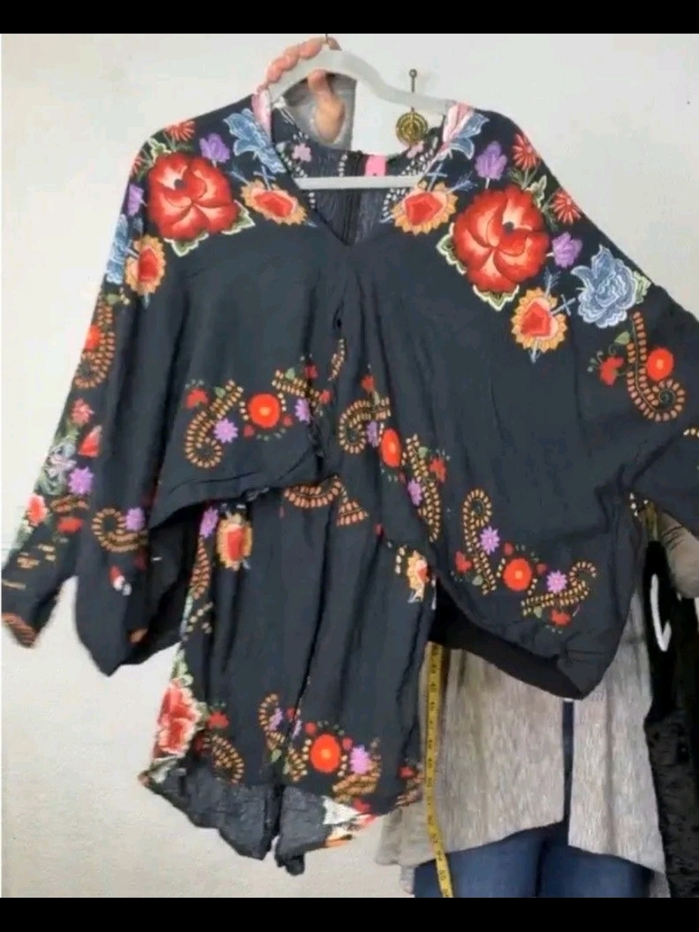 Farm Rio Embroidered Wide-Sleeve Lined Romper - Picture 2 of 3